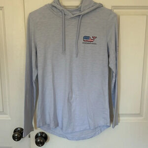 Vineyard vines flag whale shirt size XS long blue flag day hoodie Fourth of July